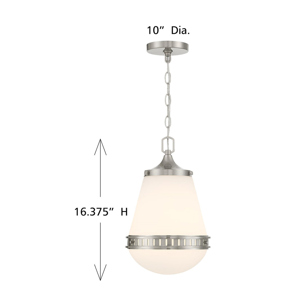 Savoy House Endura 10in 1-Light Pendant | Mid-Century Modern Satin Nickel and White Opal Glass | Kitchen Island & Dining Room | Model L7-7950-1-SN
