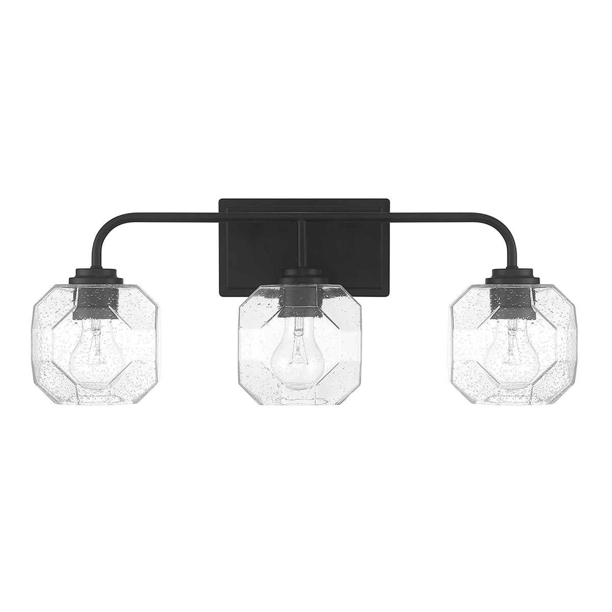 Savoy House Baldwin 24in 3-Light Vanity Light | Modern Matte Black and Clear Seeded Glass | Bathroom Vanity | 24 x 7.5 x 9.5 in | Model L8-4399-3-BK