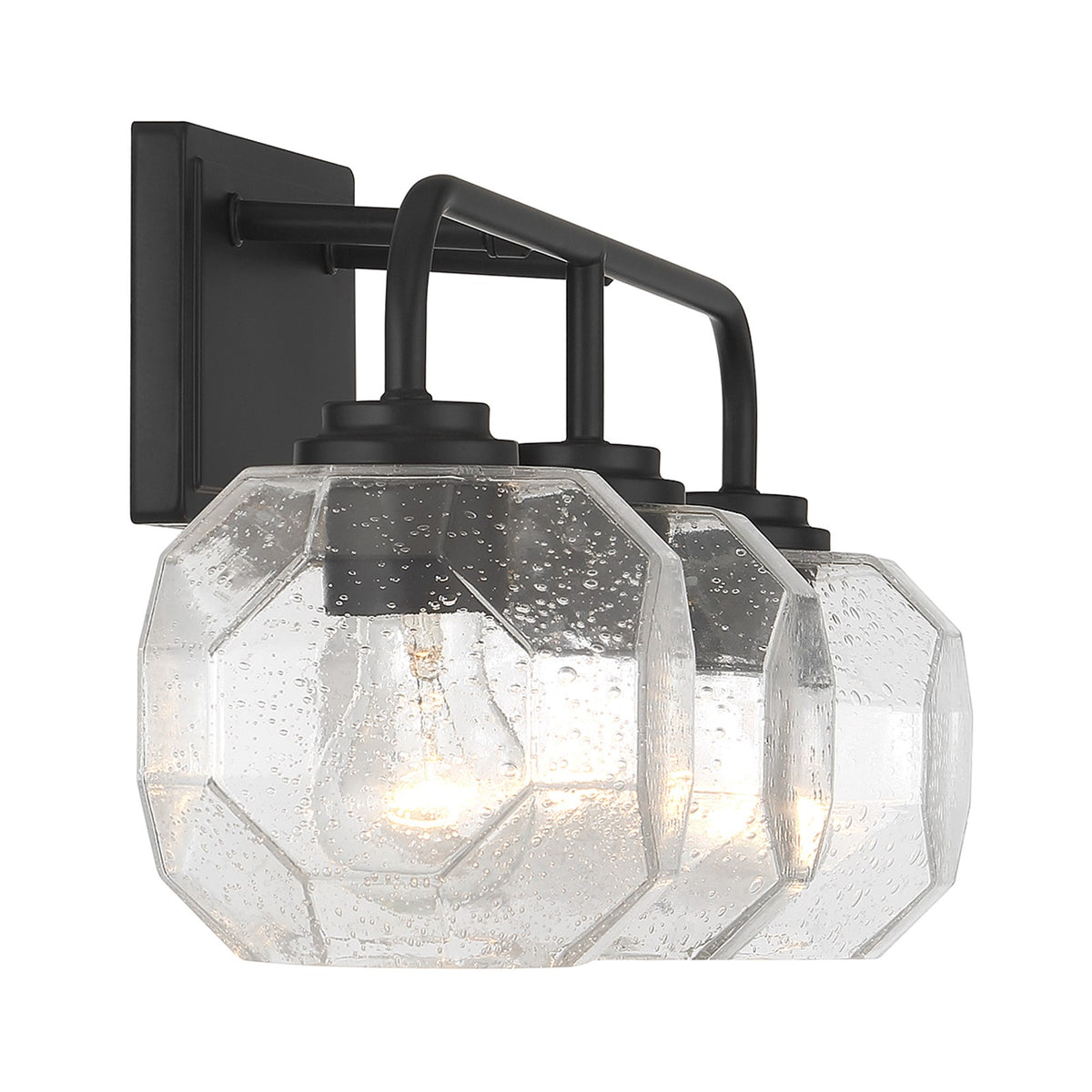 Savoy House Baldwin 24in 3-Light Vanity Light | Modern Matte Black and Clear Seeded Glass | Bathroom Vanity | 24 x 7.5 x 9.5 in | Model L8-4399-3-BK
