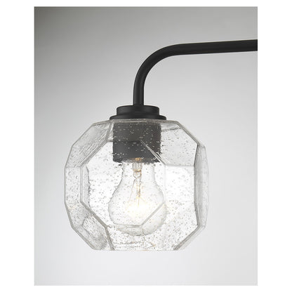 Savoy House Baldwin 24in 3-Light Vanity Light | Modern Matte Black and Clear Seeded Glass | Bathroom Vanity | 24 x 7.5 x 9.5 in | Model L8-4399-3-BK