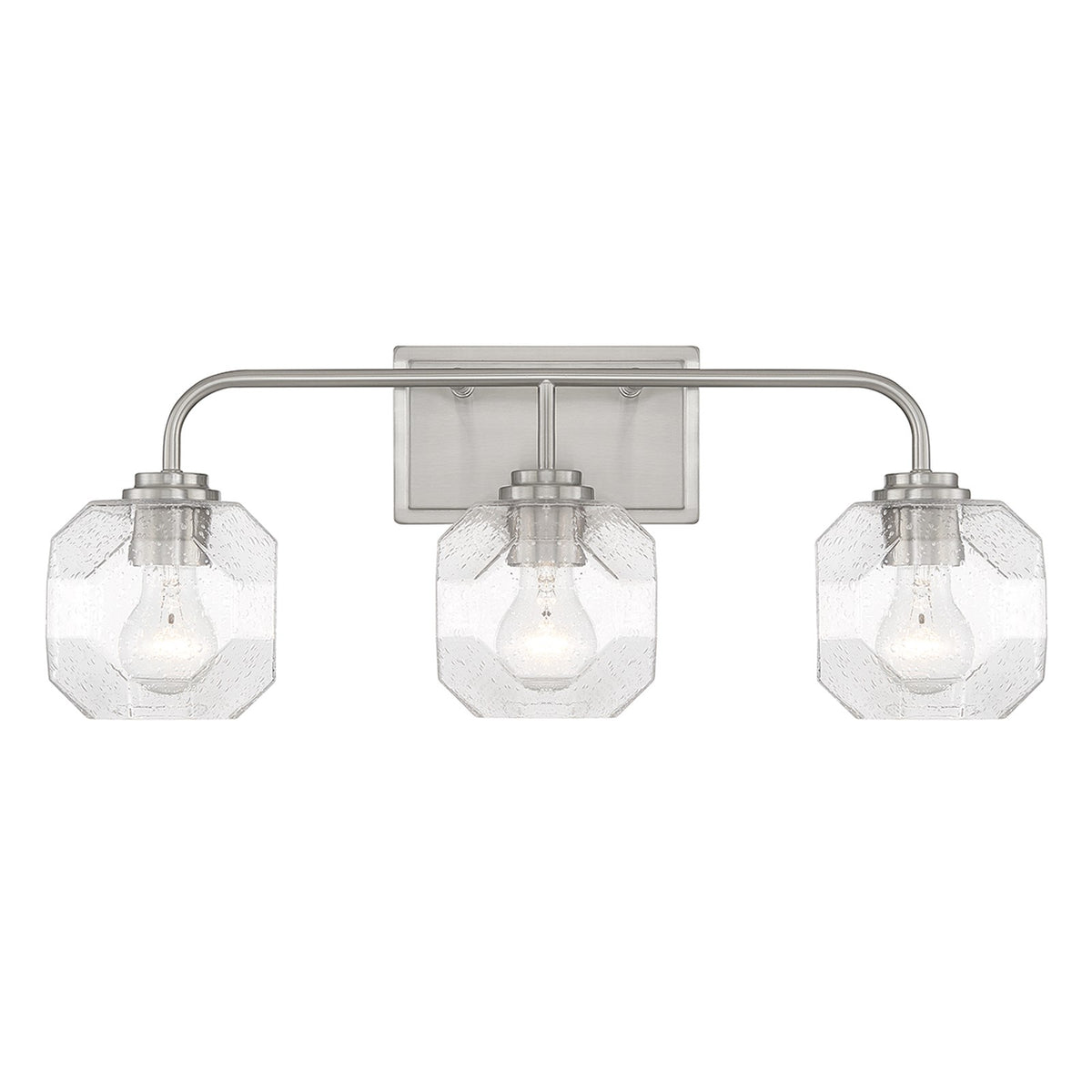 Savoy House Baldwin 24in 3-Light Vanity Light | Modern Satin Nickel and Clear Seeded Glass | Bathroom Vanity | 24 x 7.5 x 9.5 in | Model L8-4399-3-SN