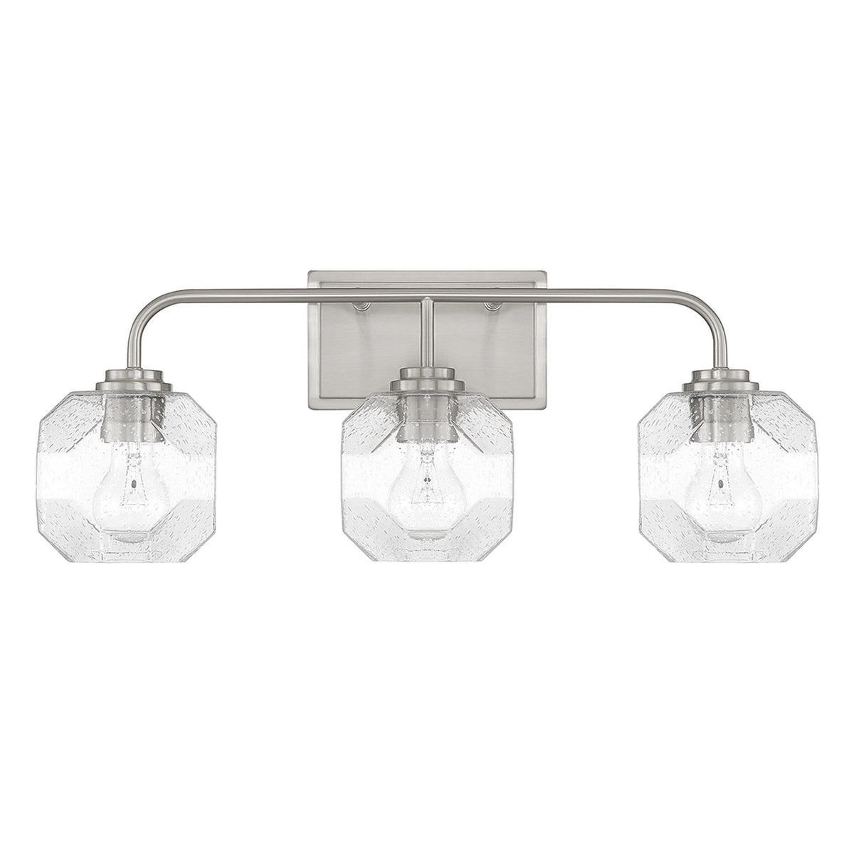 Savoy House Baldwin 24in 3-Light Vanity Light | Modern Satin Nickel and Clear Seeded Glass | Bathroom Vanity | 24 x 7.5 x 9.5 in | Model L8-4399-3-SN