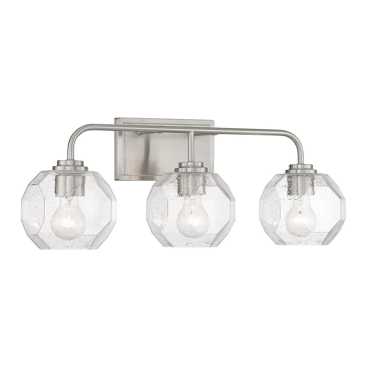 Savoy House Baldwin 24in 3-Light Vanity Light | Modern Satin Nickel and Clear Seeded Glass | Bathroom Vanity | 24 x 7.5 x 9.5 in | Model L8-4399-3-SN