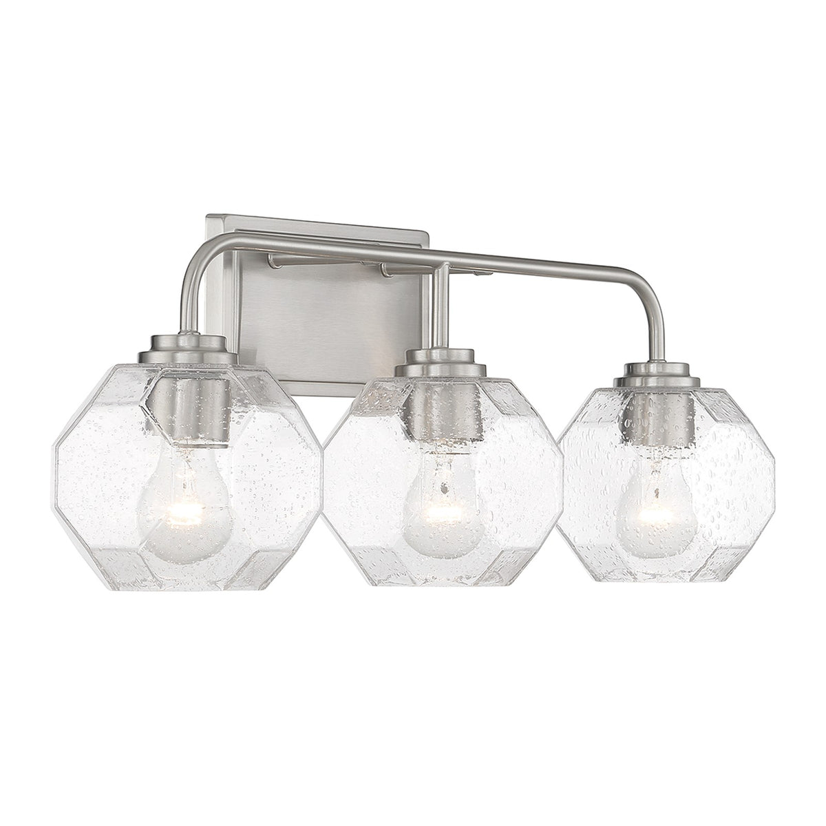 Savoy House Baldwin 24in 3-Light Vanity Light | Modern Satin Nickel and Clear Seeded Glass | Bathroom Vanity | 24 x 7.5 x 9.5 in | Model L8-4399-3-SN
