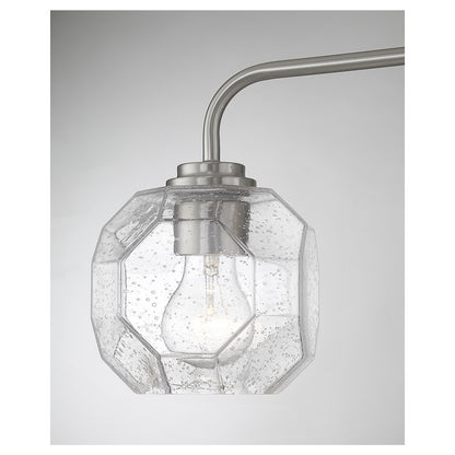 Savoy House Baldwin 24in 3-Light Vanity Light | Modern Satin Nickel and Clear Seeded Glass | Bathroom Vanity | 24 x 7.5 x 9.5 in | Model L8-4399-3-SN