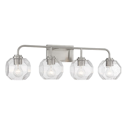 Savoy House Baldwin 32in 4-Light Vanity Light | Modern Satin Nickel and Clear Seeded Glass | Bathroom Vanity & Powder Room | Model L8-4399-4-SN