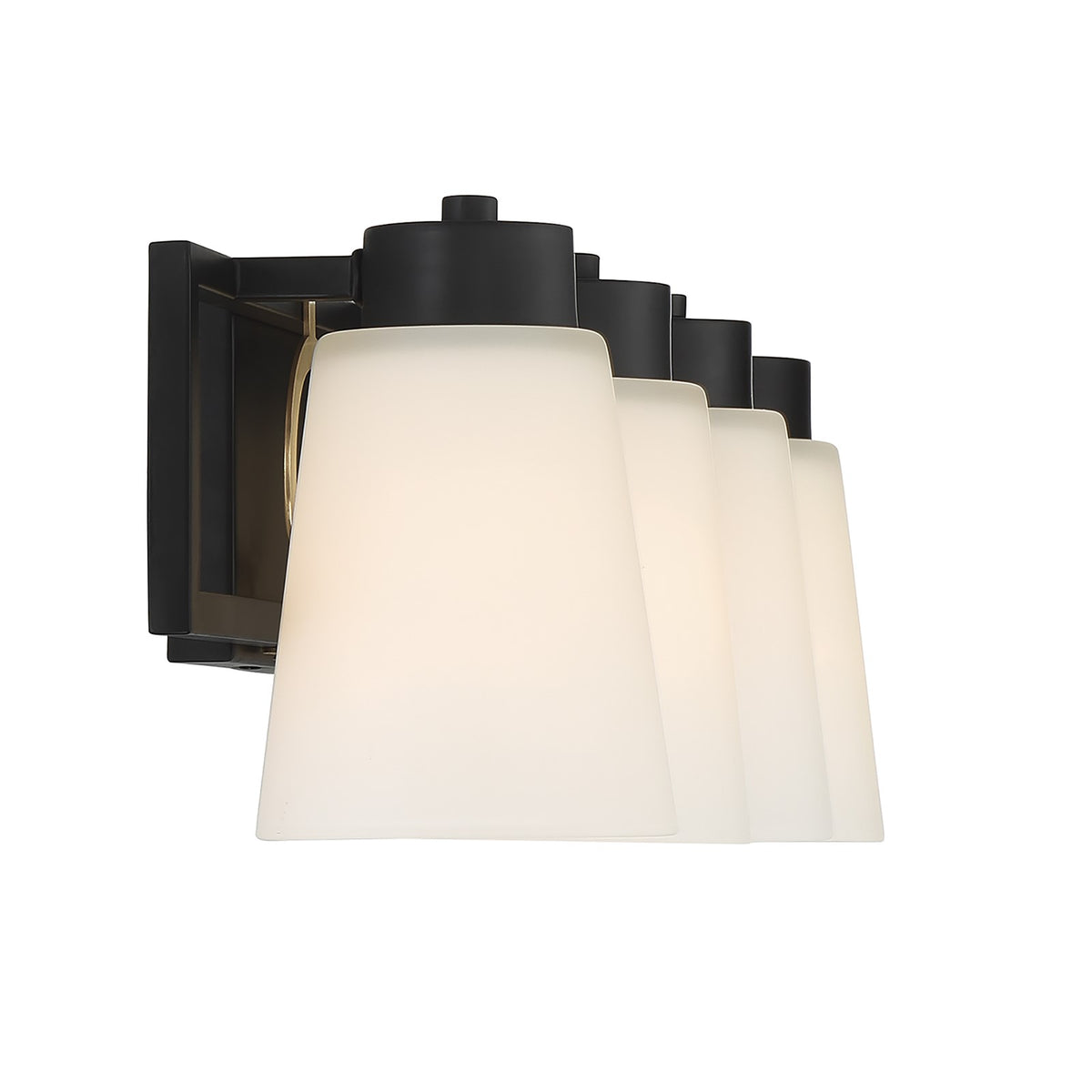 Savoy House Russo 32in 4-Light Vanity Light | Vintage Matte Black and Warm Brass Glass | Bathroom Vanity & Powder Room | Model L8-4450-4-143