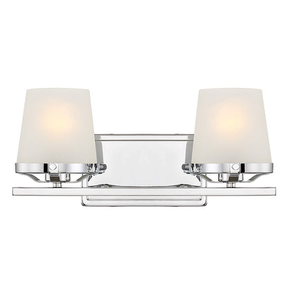 Savoy House Klein 15.5in 2-Light Vanity Light | Modern Polished Chrome and Seeded Frosted Glass | Bathroom Vanity & Powder Room | Model L8-5250-2-11