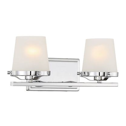 Savoy House Klein 15.5in 2-Light Vanity Light | Modern Polished Chrome and Seeded Frosted Glass | Bathroom Vanity & Powder Room | Model L8-5250-2-11