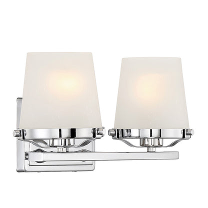 Savoy House Klein 15.5in 2-Light Vanity Light | Modern Polished Chrome and Seeded Frosted Glass | Bathroom Vanity & Powder Room | Model L8-5250-2-11