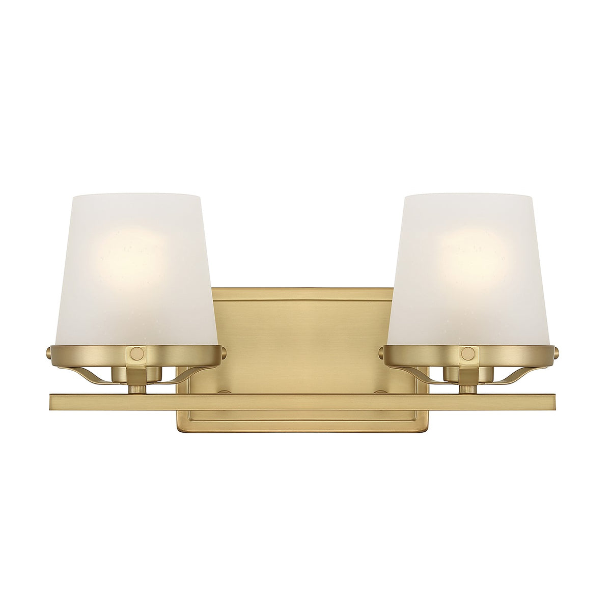 Savoy House Klein 15.5in 2-Light Vanity Light | Modern Warm Brass and Seeded Frosted Glass | Bathroom Vanity & Powder Room | Model L8-5250-2-322