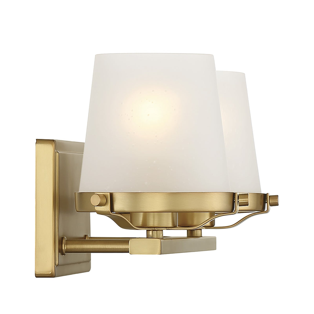 Savoy House Klein 15.5in 2-Light Vanity Light | Modern Warm Brass and Seeded Frosted Glass | Bathroom Vanity & Powder Room | Model L8-5250-2-322