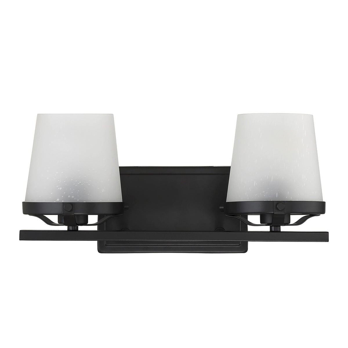 Savoy House Klein 15.5in 2-Light Vanity Light | Modern Matte Black and Seeded Frosted Glass | Bathroom Vanity & Powder Room | Model L8-5250-2-BK