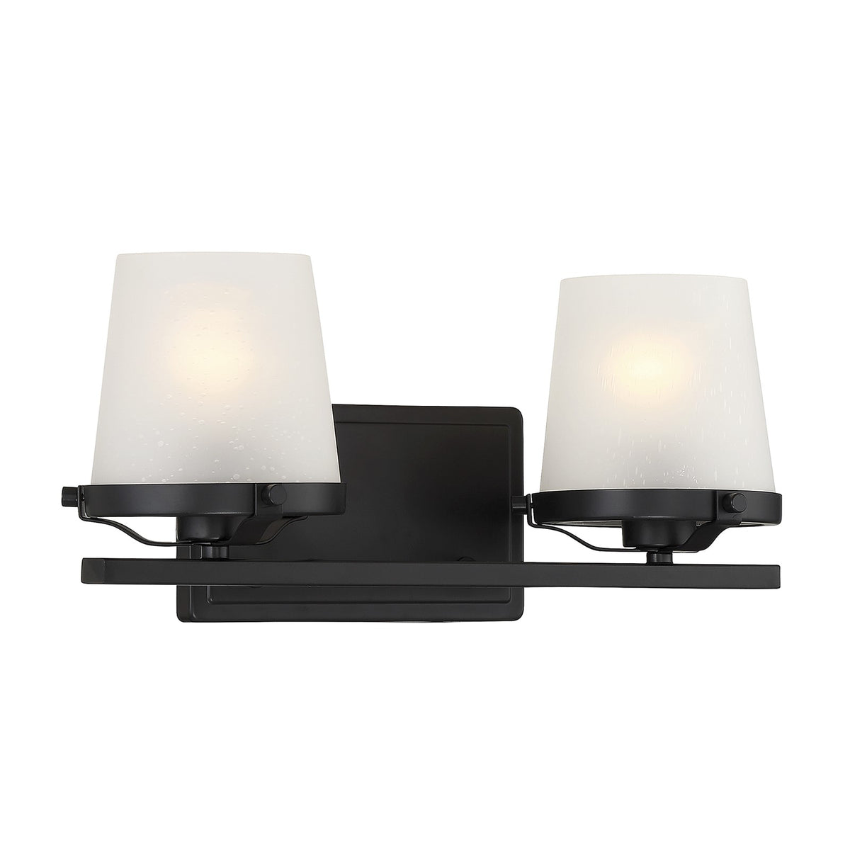 Savoy House Klein 15.5in 2-Light Vanity Light | Modern Matte Black and Seeded Frosted Glass | Bathroom Vanity & Powder Room | Model L8-5250-2-BK