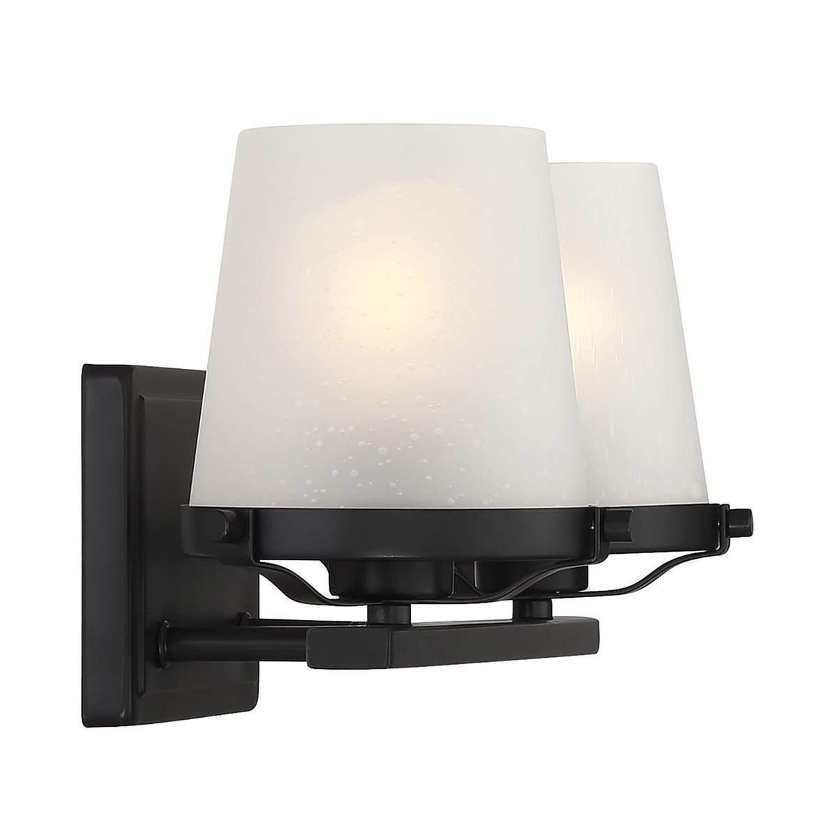 Savoy House Klein 15.5in 2-Light Vanity Light | Modern Matte Black and Seeded Frosted Glass | Bathroom Vanity & Powder Room | Model L8-5250-2-BK