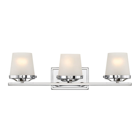 Savoy House Klein 24in 3-Light Vanity Light | Modern Polished Chrome and Seeded Frosted Glass | Bathroom Vanity & Powder Room | Model L8-5250-3-11