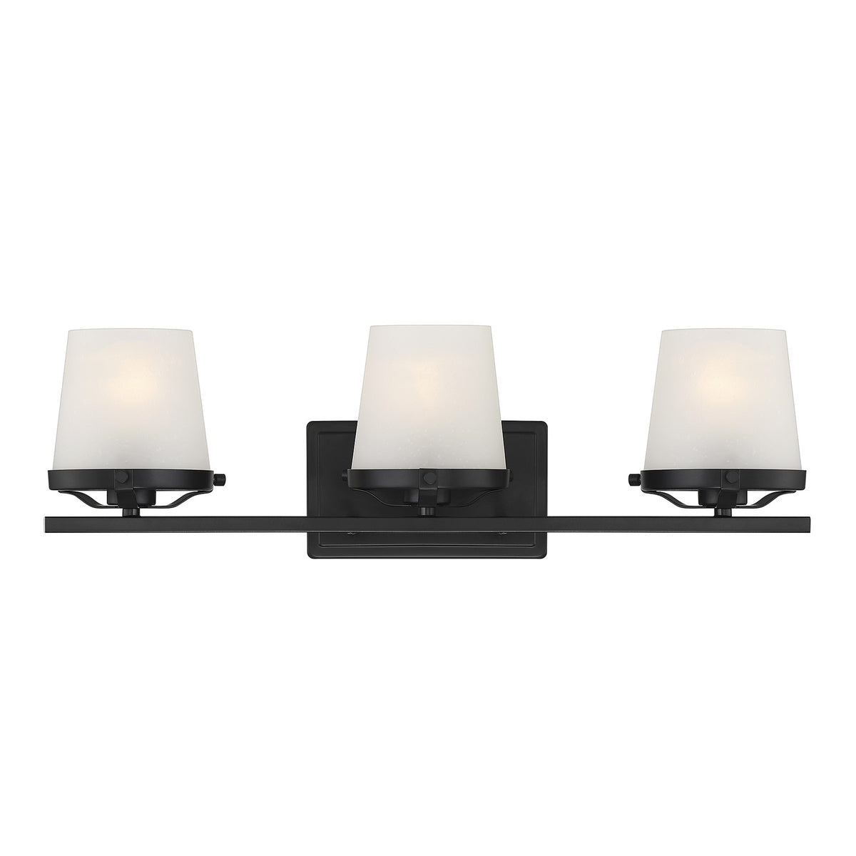 Savoy House Klein 24in 3-Light Vanity Light | Modern Matte Black and Seeded Frosted Glass | Bathroom Vanity & Powder Room | Model L8-5250-3-BK