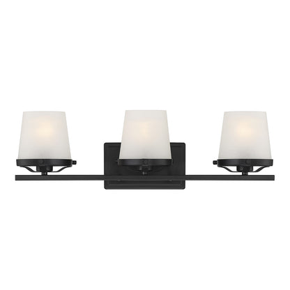 Savoy House Klein 24in 3-Light Vanity Light | Modern Matte Black and Seeded Frosted Glass | Bathroom Vanity & Powder Room | Model L8-5250-3-BK