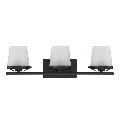 Savoy House Klein 24in 3-Light Vanity Light | Modern Matte Black and Seeded Frosted Glass | Bathroom Vanity & Powder Room | Model L8-5250-3-BK
