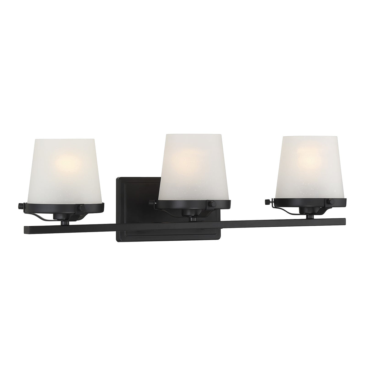 Savoy House Klein 24in 3-Light Vanity Light | Modern Matte Black and Seeded Frosted Glass | Bathroom Vanity & Powder Room | Model L8-5250-3-BK