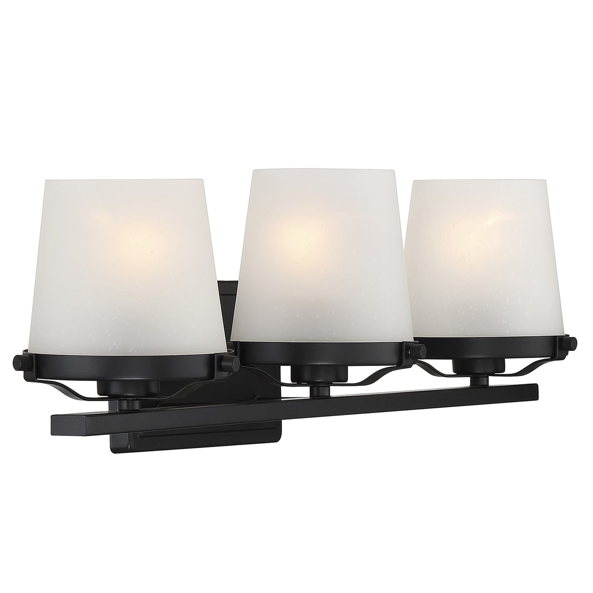 Savoy House Klein 24in 3-Light Vanity Light | Modern Matte Black and Seeded Frosted Glass | Bathroom Vanity & Powder Room | Model L8-5250-3-BK