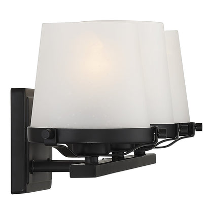 Savoy House Klein 24in 3-Light Vanity Light | Modern Matte Black and Seeded Frosted Glass | Bathroom Vanity & Powder Room | Model L8-5250-3-BK