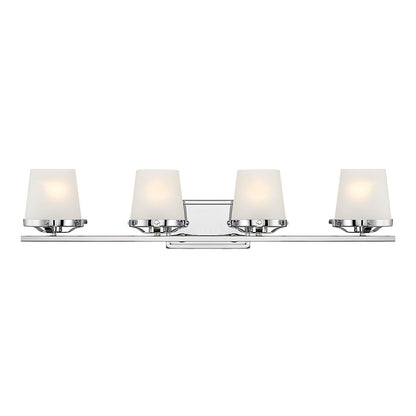 Savoy House Klein 33in 4-Light Vanity Light | Modern Polished Chrome and Seeded Frosted Glass | Bathroom Vanity & Powder Room | Model L8-5250-4-11