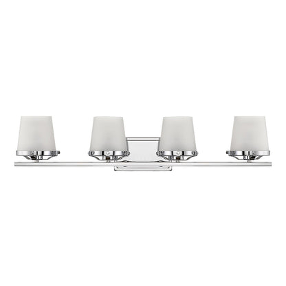 Savoy House Klein 33in 4-Light Vanity Light | Modern Polished Chrome and Seeded Frosted Glass | Bathroom Vanity & Powder Room | Model L8-5250-4-11