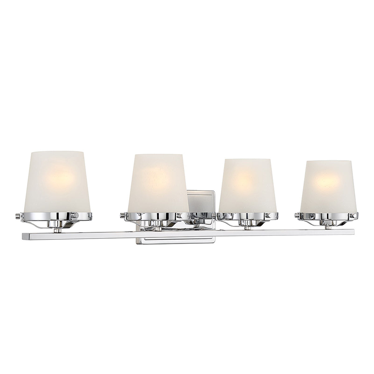Savoy House Klein 33in 4-Light Vanity Light | Modern Polished Chrome and Seeded Frosted Glass | Bathroom Vanity & Powder Room | Model L8-5250-4-11