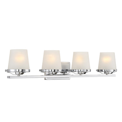 Savoy House Klein 33in 4-Light Vanity Light | Modern Polished Chrome and Seeded Frosted Glass | Bathroom Vanity & Powder Room | Model L8-5250-4-11