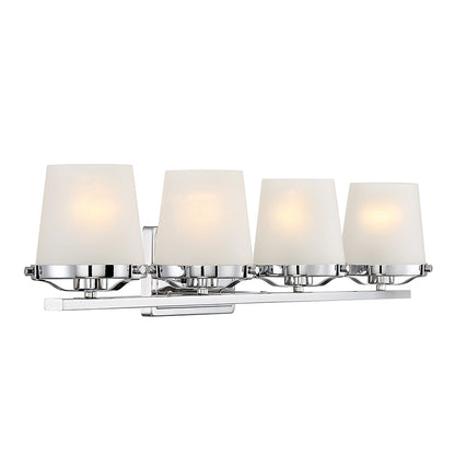Savoy House Klein 33in 4-Light Vanity Light | Modern Polished Chrome and Seeded Frosted Glass | Bathroom Vanity & Powder Room | Model L8-5250-4-11