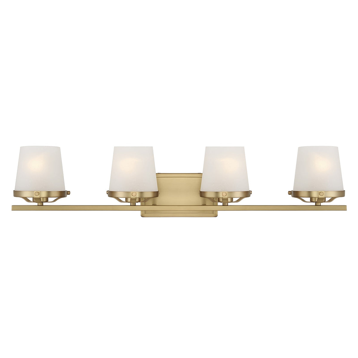 Savoy House Klein 33in 4-Light Vanity Light | Modern Warm Brass and Frosted Seeded Glass | Bathroom Vanity | 33 x 7 x 7.25 in | Model L8-5250-4-322