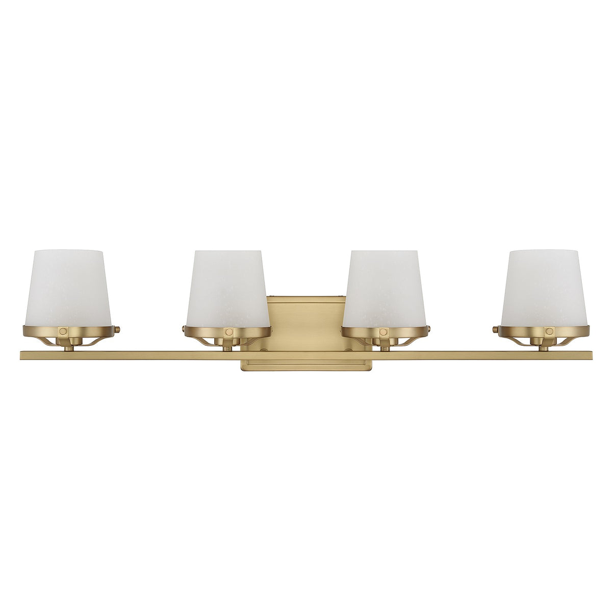 Savoy House Klein 33in 4-Light Vanity Light | Modern Warm Brass and Frosted Seeded Glass | Bathroom Vanity | 33 x 7 x 7.25 in | Model L8-5250-4-322