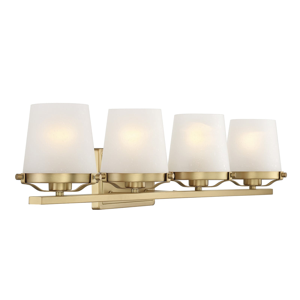 Savoy House Klein 33in 4-Light Vanity Light | Modern Warm Brass and Frosted Seeded Glass | Bathroom Vanity | 33 x 7 x 7.25 in | Model L8-5250-4-322