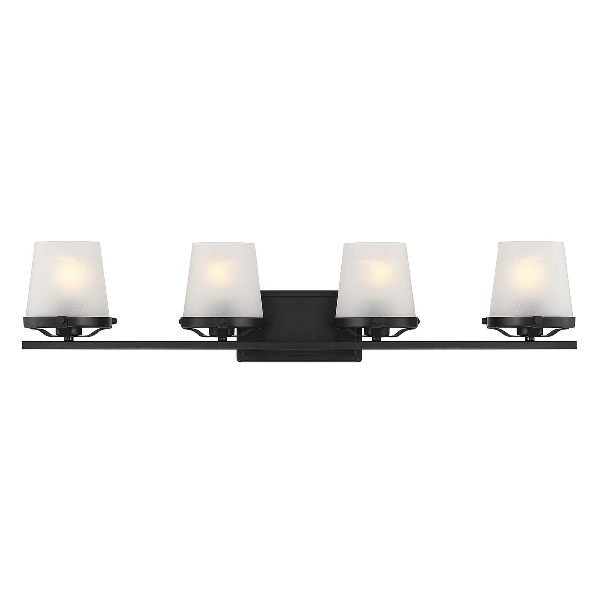 Savoy House Klein 33in 4-Light Vanity Light | Modern Matte Black and Frosted Seeded Glass | Bathroom Vanity | 33 x 7 x 7.25 in | Model L8-5250-4-BK