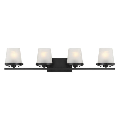 Savoy House Klein 33in 4-Light Vanity Light | Modern Matte Black and Frosted Seeded Glass | Bathroom Vanity | 33 x 7 x 7.25 in | Model L8-5250-4-BK