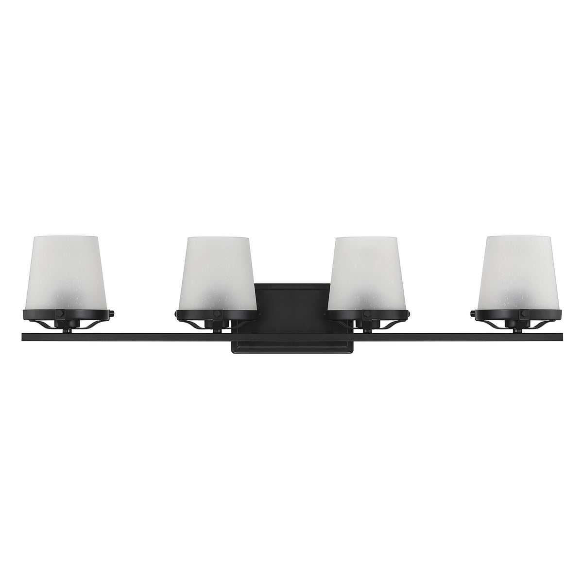 Savoy House Klein 33in 4-Light Vanity Light | Modern Matte Black and Frosted Seeded Glass | Bathroom Vanity | 33 x 7 x 7.25 in | Model L8-5250-4-BK