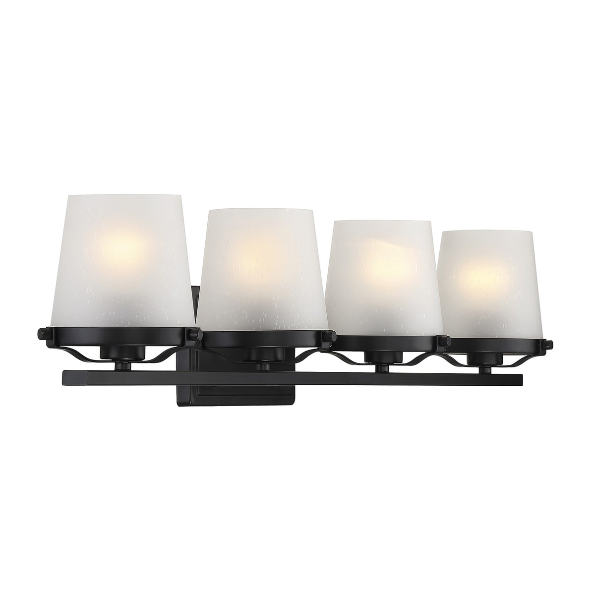 Savoy House Klein 33in 4-Light Vanity Light | Modern Matte Black and Frosted Seeded Glass | Bathroom Vanity | 33 x 7 x 7.25 in | Model L8-5250-4-BK