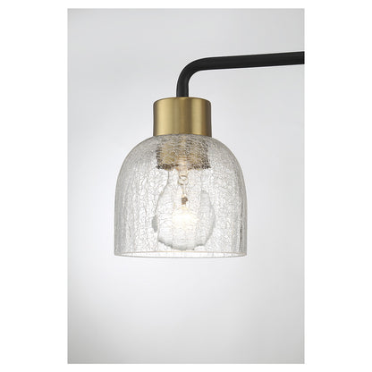 Savoy House Flagler 22in 3-Light Vanity Light | Modern Matte Black and Warm Brass with Crackled Glass | Bathroom Vanity | Model L8-5900-3-143