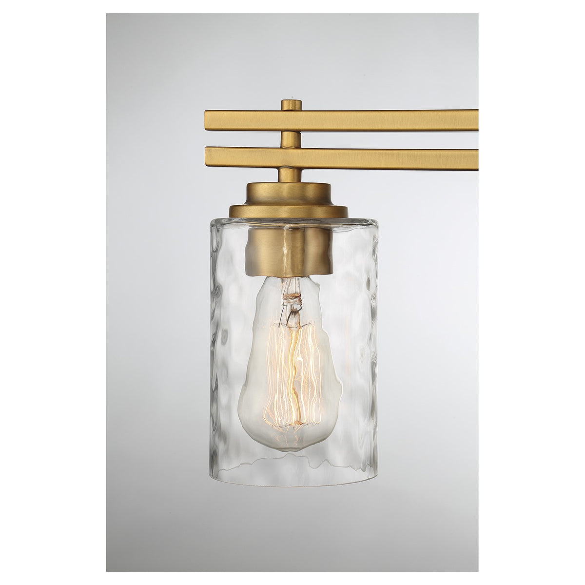 Savoy House Baxter 24in 3-Light Vanity Light | Modern Warm Brass and Clear Hammered Glass | Bathroom Vanity | 24 x 5.13 x 9 in | Model L8-6090-3-322