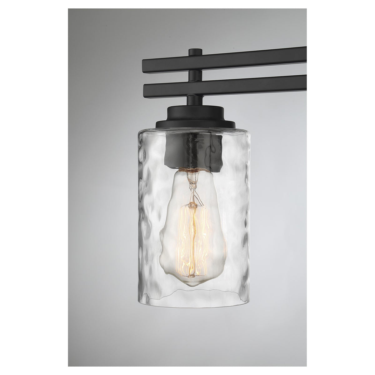 Savoy House Baxter 24in 3-Light Vanity Light | Modern Matte Black and Clear Hammered Glass | Bathroom Vanity | 24 x 5.13 x 9 in | Model L8-6090-3-BK