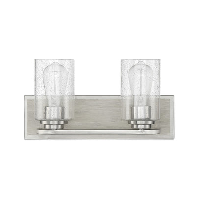 Savoy House Sheppard 15in 2-Light Vanity Light | Rustic Satin Nickel and Greywood with Clear Seeded Glass | Bathroom Vanity | Model L8-7609-2-165