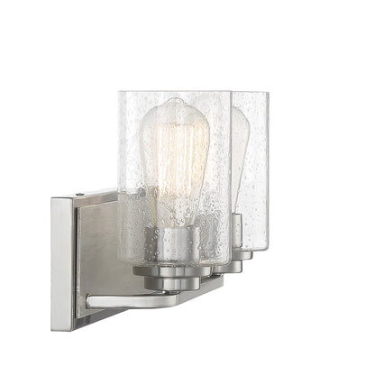 Savoy House Sheppard 15in 2-Light Vanity Light | Rustic Satin Nickel and Greywood with Clear Seeded Glass | Bathroom Vanity | Model L8-7609-2-165