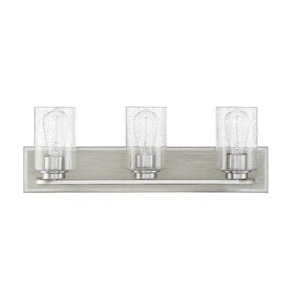 Savoy House Sheppard 24in 3-Light Vanity Light | Rustic Satin Nickel and Greywood with Clear Seeded Glass | Bathroom Vanity | Model L8-7609-3-165