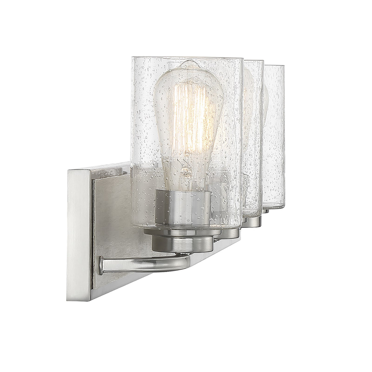 Savoy House Sheppard 24in 3-Light Vanity Light | Rustic Satin Nickel and Greywood with Clear Seeded Glass | Bathroom Vanity | Model L8-7609-3-165