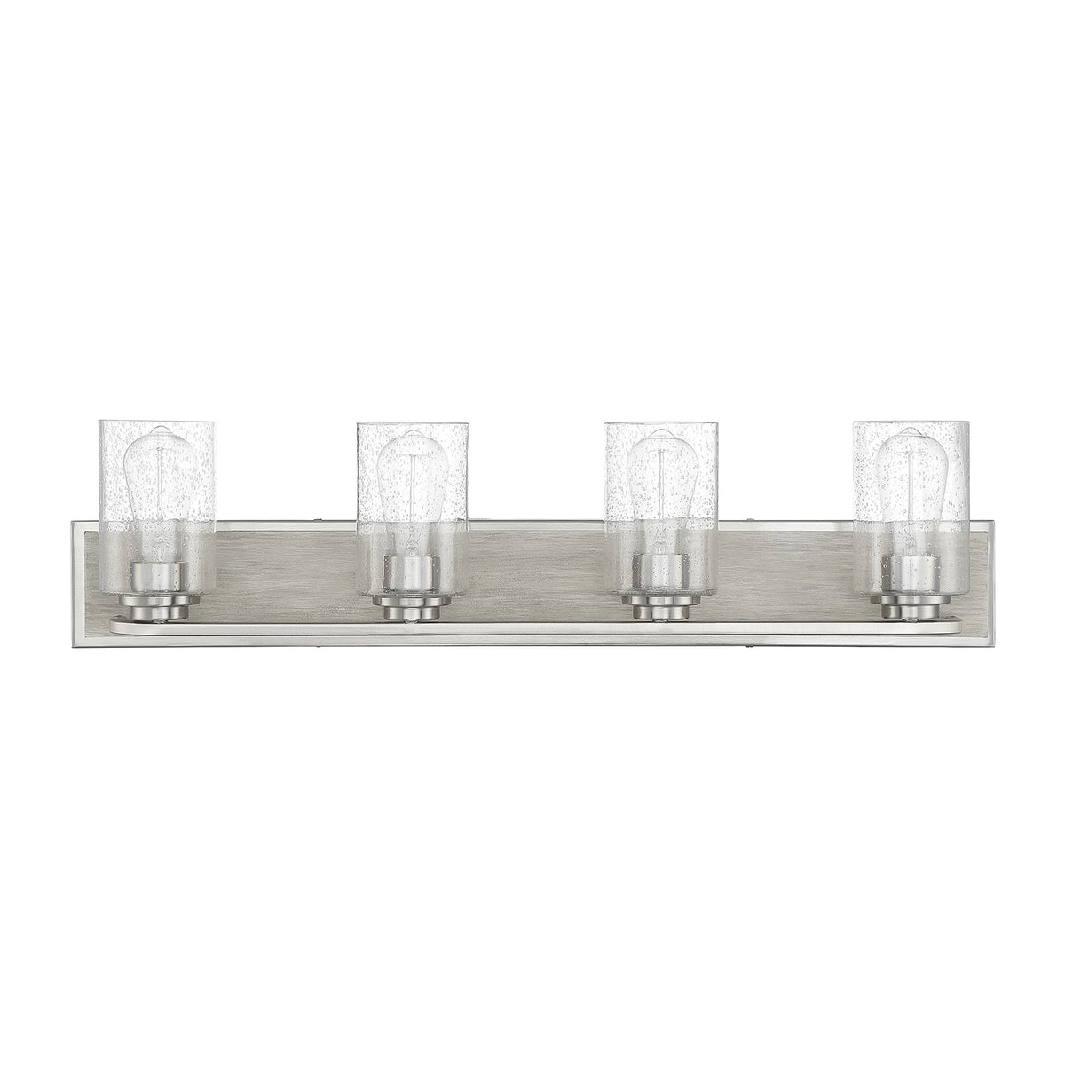 Savoy House Sheppard 33in 4-Light Vanity Light | Rustic Satin Nickel and Greywood with Clear Seeded Glass | Bathroom Vanity | Model L8-7609-4-165