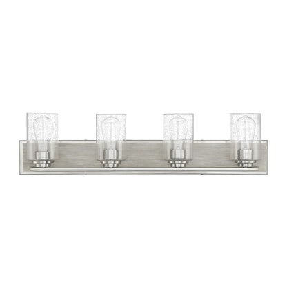 Savoy House Sheppard 33in 4-Light Vanity Light | Rustic Satin Nickel and Greywood with Clear Seeded Glass | Bathroom Vanity | Model L8-7609-4-165