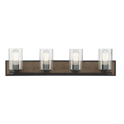 Savoy House Sheppard 32in 4-Light Vanity Light | Rustic Lodge and Clear Seeded Glass | Bathroom Vanity | 32.75 x 6 x 8.5 in | Model L8-7609-4-185