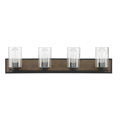 Savoy House Sheppard 32in 4-Light Vanity Light | Rustic Lodge and Clear Seeded Glass | Bathroom Vanity | 32.75 x 6 x 8.5 in | Model L8-7609-4-185