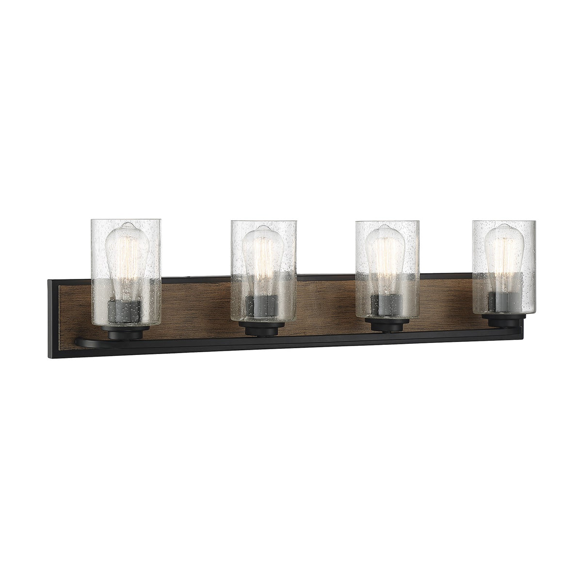 Savoy House Sheppard 32in 4-Light Vanity Light | Rustic Lodge and Clear Seeded Glass | Bathroom Vanity | 32.75 x 6 x 8.5 in | Model L8-7609-4-185